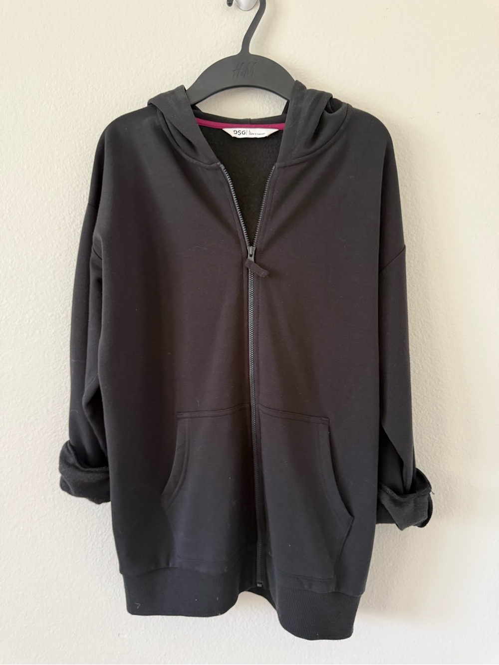 DSG Black Zip Hoodie with Burgundy Trim